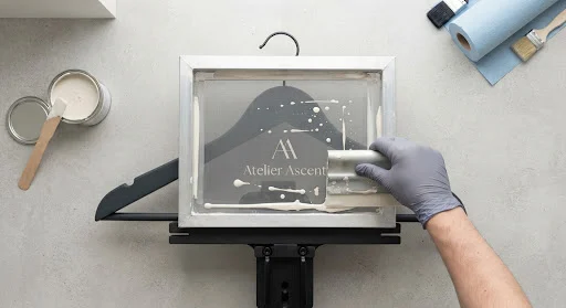 Silk screen printing for hanger branding