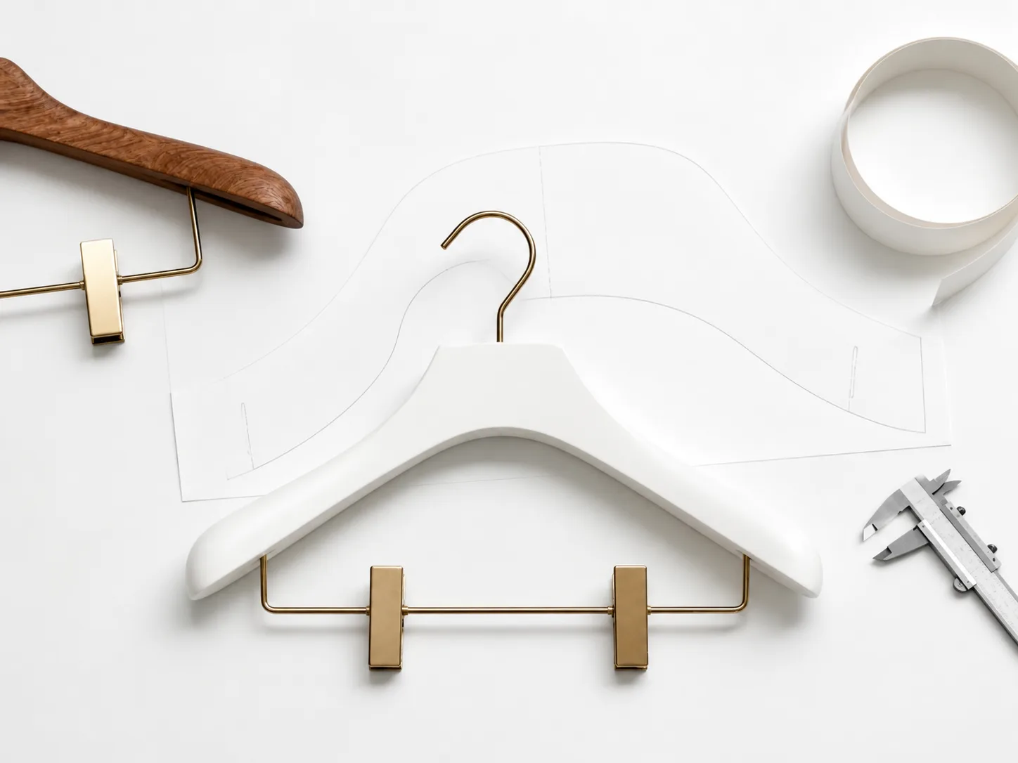 Custom hanger with smooth shoulder curve and brand logo