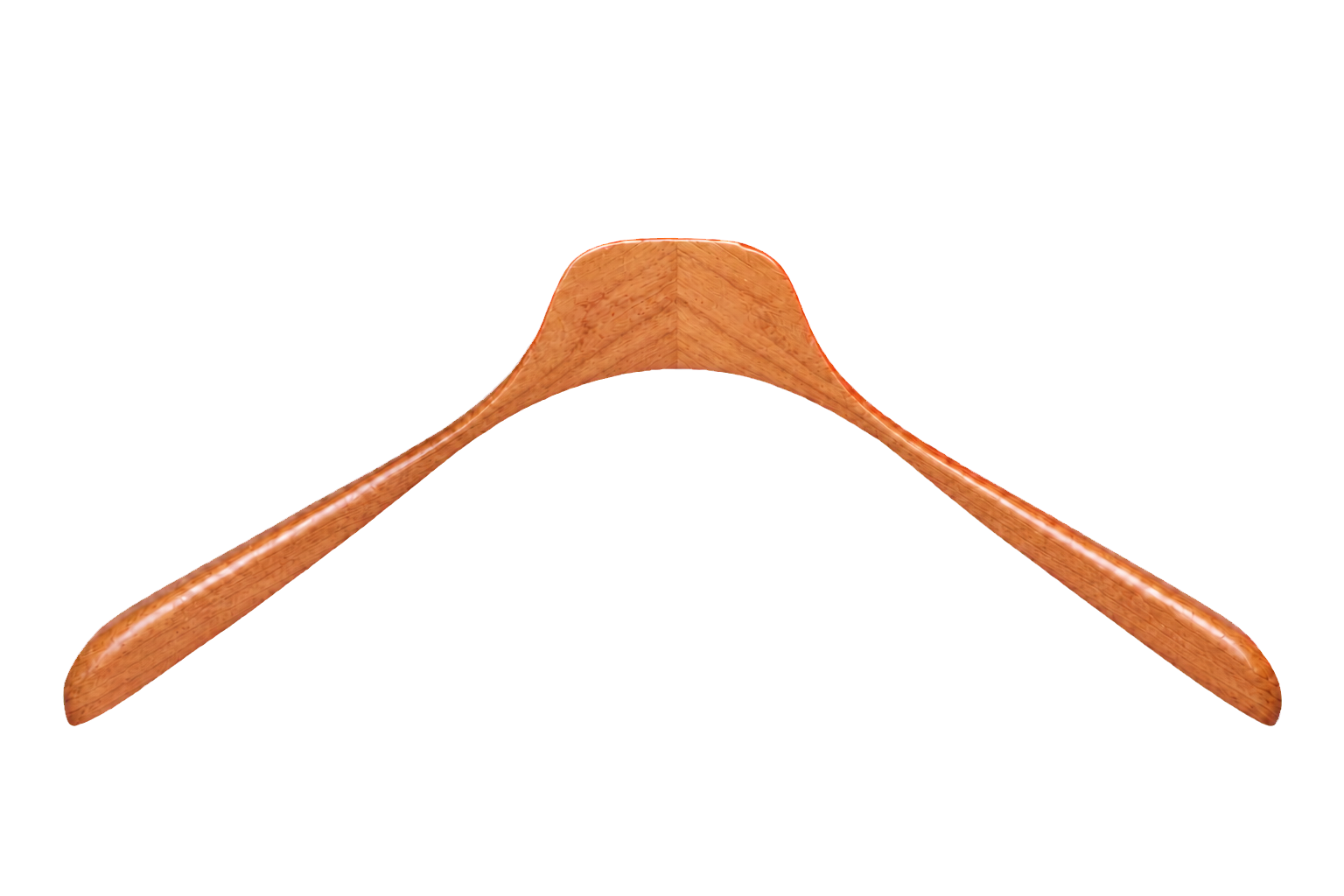 American cherry texture on the reference-profile wooden hanger body