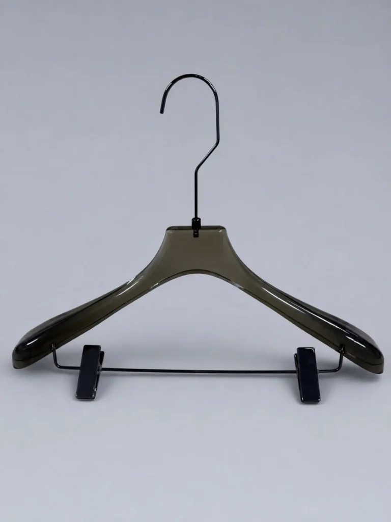 JY01 Smoke Brown Acrylic Men's Suit Hanger 435mm detail view 1