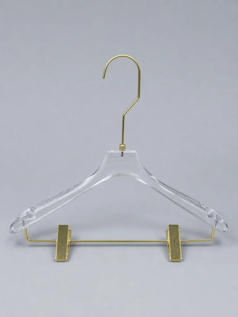 JY02 Clear Acrylic Women's Hanger with Gold Clips 385mm