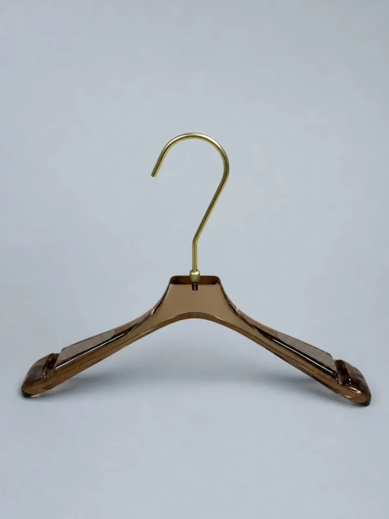 JY02 Clear Acrylic Women's Hanger with Gold Clips 385mm detail view 2