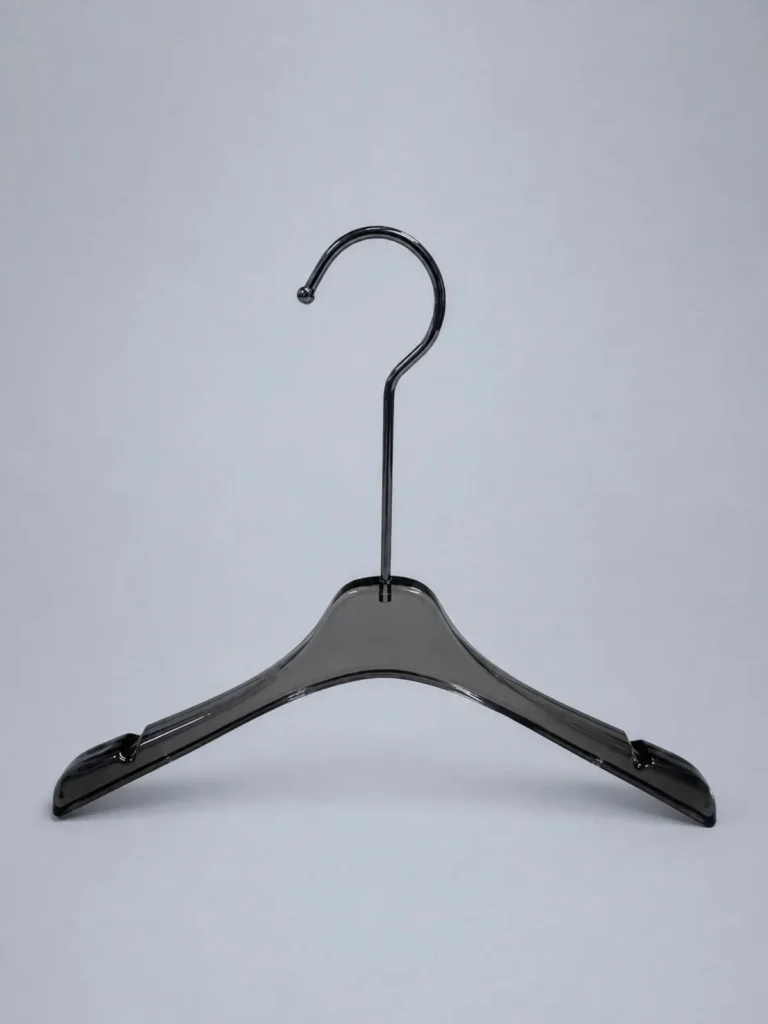 JY04 Clear Acrylic Children's Hanger with Clips 340mm detail view 2