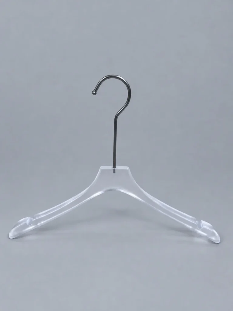 JY07 Clear Acrylic Women's Hanger with Clips 385mm detail view 3