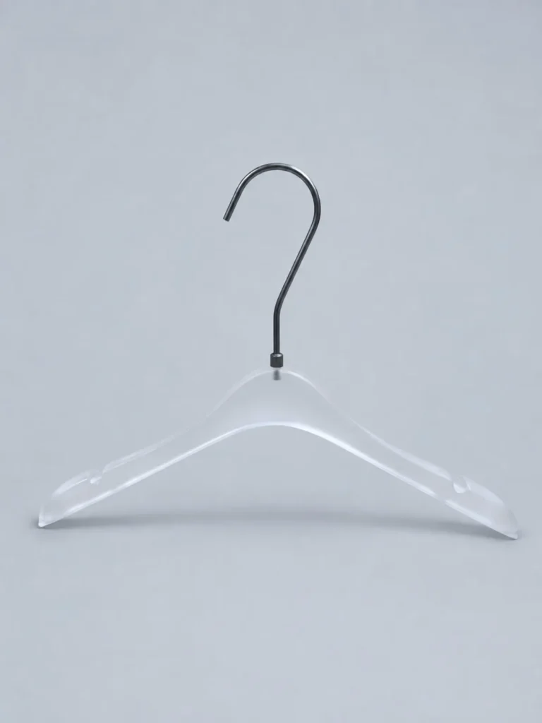JY08 Clear Acrylic Women's Blouse Hanger 385mm detail view 3