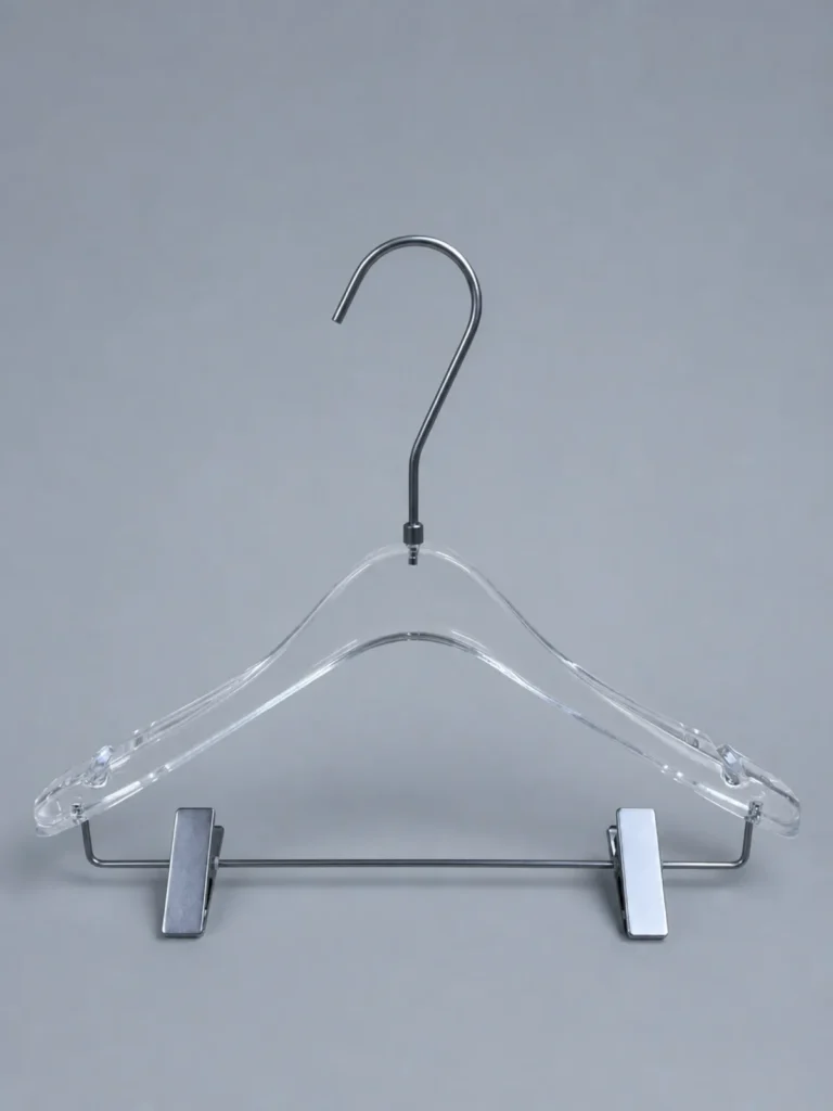 JY12 Clear Acrylic Women's Suit Hanger with Clips 385mm