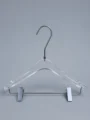 JY12 Clear Acrylic Women's Suit Hanger with Clips — front view