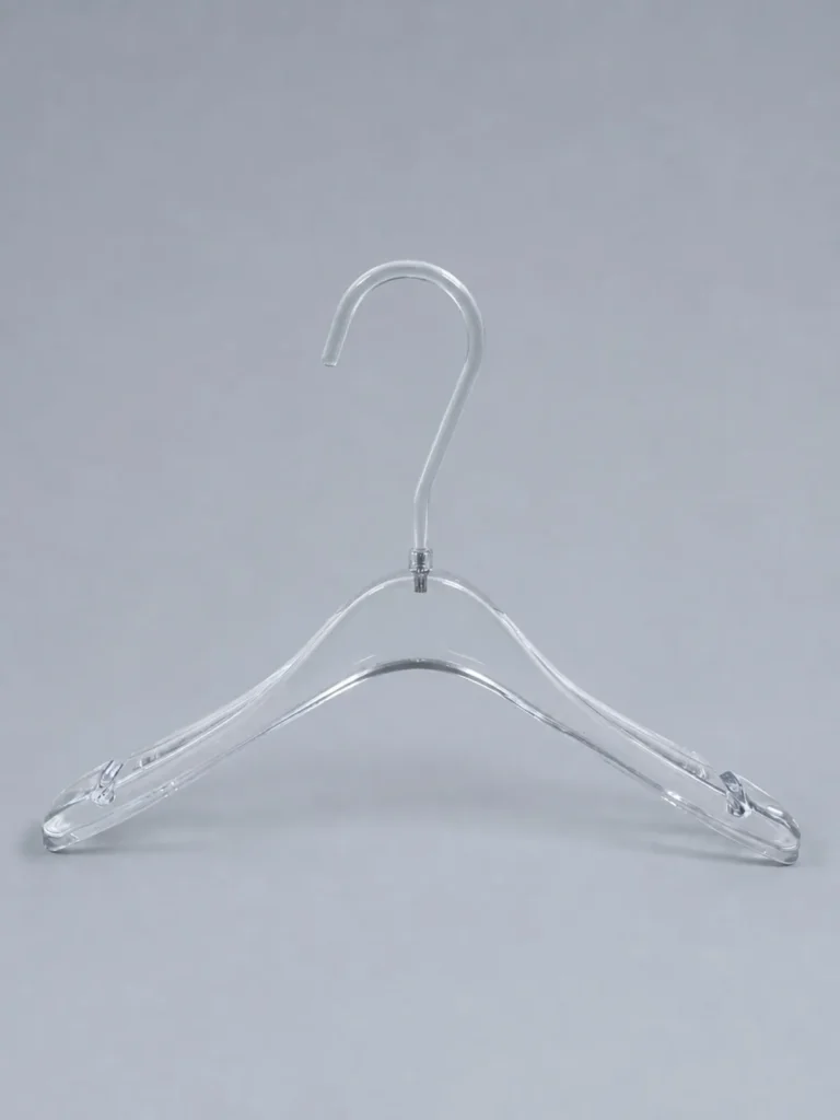 JY12 Clear Acrylic Women's Suit Hanger with Clips 385mm detail view 3