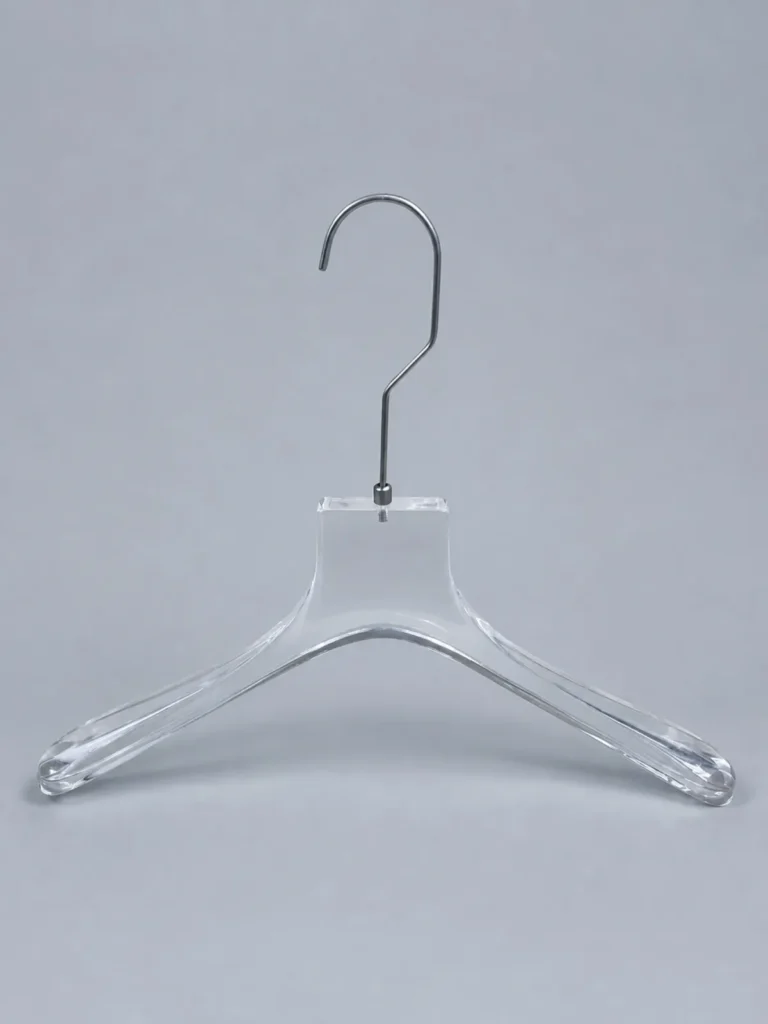JY15 Clear Acrylic Men's Jacket Hanger — front view