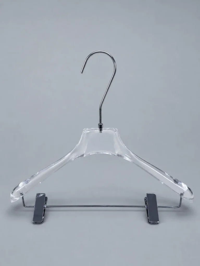 JY28 Clear Acrylic Women's Dress Hanger 390mm detail view 1