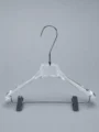 JY28 Clear Acrylic Women's Dress Hanger — angled view