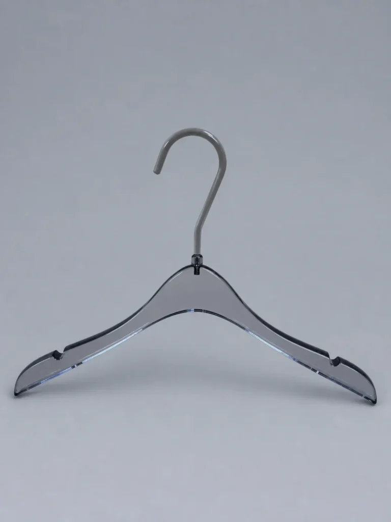 JY31 Slim Clear Acrylic Women's Top Hanger 390mm detail view 2