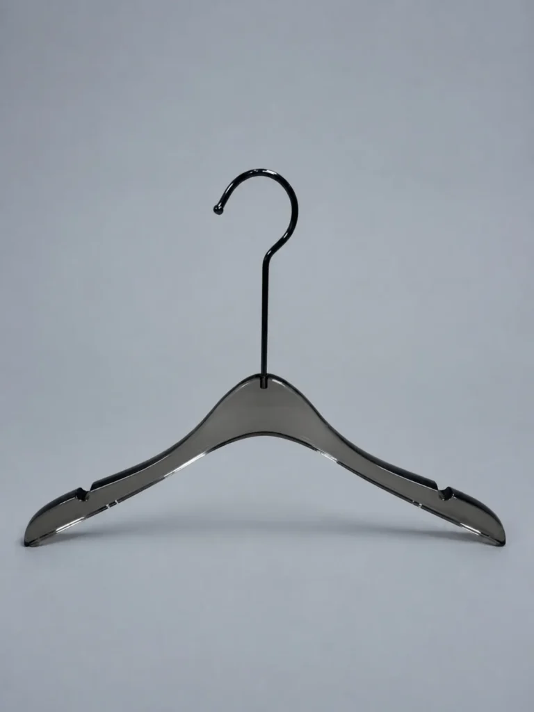 JY31 Slim Clear Acrylic Women's Top Hanger 390mm detail view 3